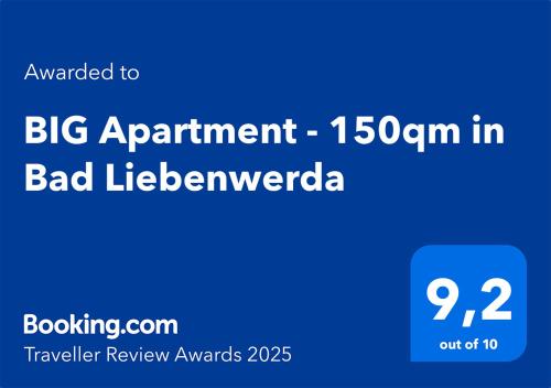 Certifikát, hodnocení, plakát nebo jiný dokument vystavený v ubytování BIG Apartment - 150qm in Bad Liebenwerda
