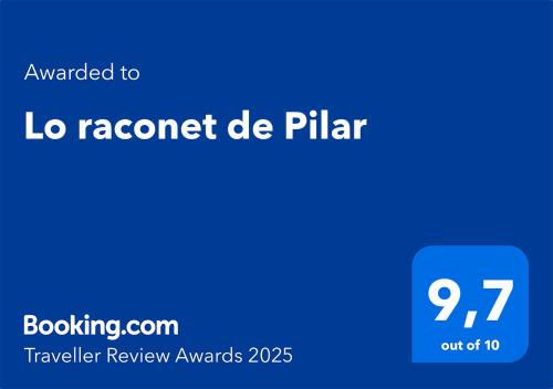 a blue sign with the words lo recommend del paladin at Lo raconet de Pilar in Sant Carles de la Ràpita