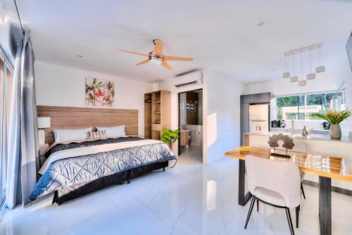 Postel nebo postele na pokoji v ubytování Villas Ríos del Caribe