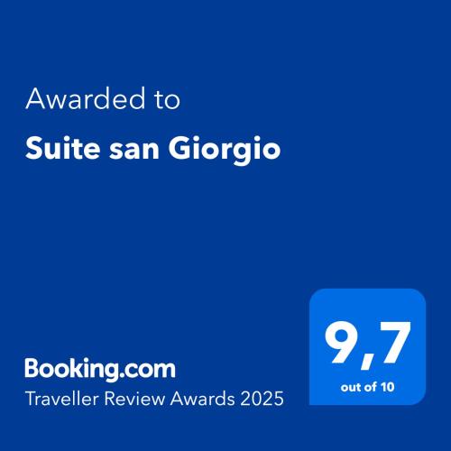 a blue screen with the text awarded to suite san gregorico at Suite san Giorgio in Gravina in Puglia