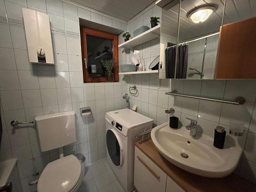 łazienka z toaletą i umywalką w obiekcie FarawayHomes Studio St Wolfgang #7 w mieście Ried