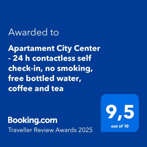 a screenshot of a cell phone with the text advanced to agreement city center in at Apartament City Center - 24 h contactless self check-in, no smoking, free bottled water, coffee and tea in Koszalin