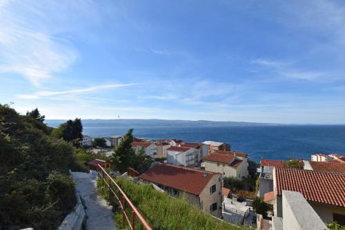 オミシュにあるApartments Ivanの海を背景にした町の風景