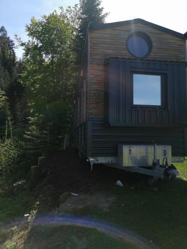 a house with a window on the side of it at Tiny House im Grünen in Sankt Margrethen