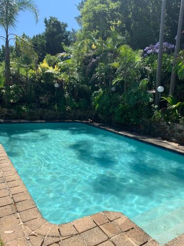 a pool with blue water in a yard at Scenic Hilltop Sanctuary in Upwey
