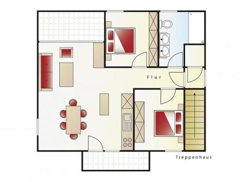 Půdorys ubytování Alpenchalet - Fontain"s Hus