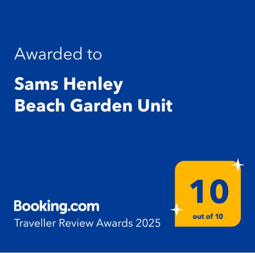 a yellow sign that saysams harley beach garden unit at Sams Henley Beach Garden Unit in Henley Beach