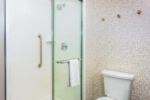 a bathroom with a shower and a toilet at Home2 Suites By Hilton Ft Pierce I-95 in Fort Pierce