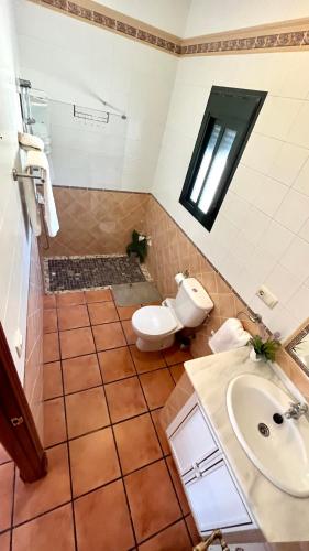 a bathroom with a toilet and a sink at Casa cerrito in Prado del Rey