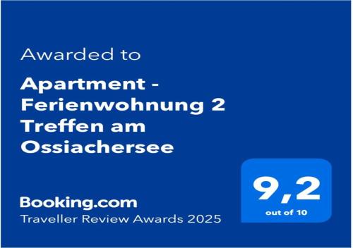 a screenshot of a phone screen with the words upgraded to appointment at Apartment - Ferienwohnung 2 Treffen am Ossiachersee in Treffen