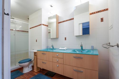 ein Badezimmer mit Waschbecken und Toilette in der Unterkunft Maison familiale jardin terrasse proche lac Joué in Joue-les-Tours