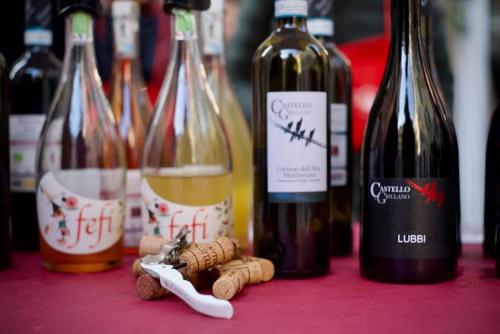 a bunch of bottles of wine on a table at Castello di Grillano Guest House in Ovada