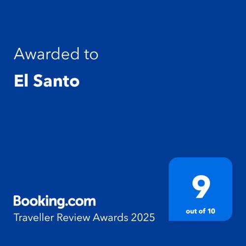 a screenshot of a cell phone with the text awarded to el santa at El Santo in Torres