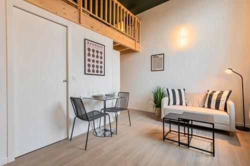 Χώρος καθιστικού στο Studio équipé pour une personne