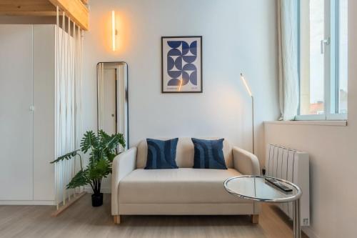 Χώρος καθιστικού στο Studio pour deux personnes en mezzanine