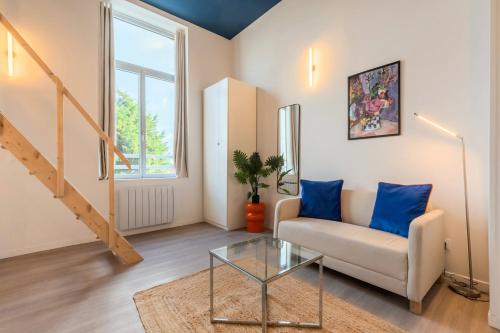 Χώρος καθιστικού στο Grand studio pour deux personnes en mezzanine