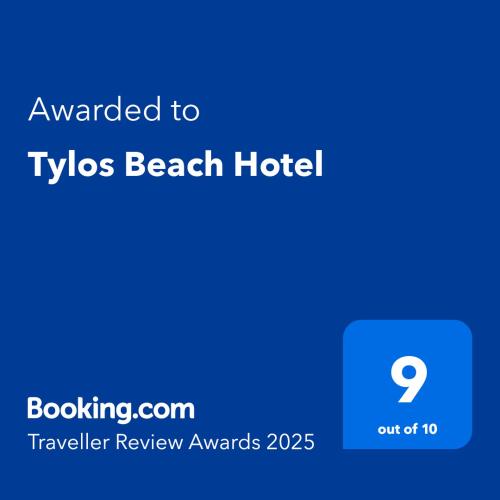 Tylos Beach Hotelに飾ってある許可証、賞状、看板またはその他の書類