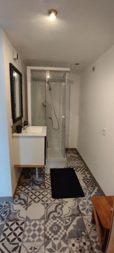 une salle de bain avec une douche, un lavabo et une baignoire dans l'établissement Gîte du Marquais, à Mont-Bernenchon