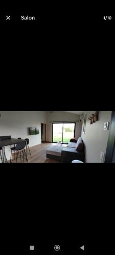 un salon et un salon avec un canapé et une table dans l'établissement Le Chalet d'Agen, à Boé