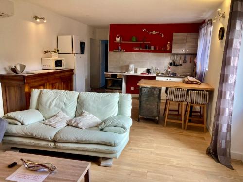 Kuchyňa alebo kuchynka v ubytovaní Gîte le Tour 45 m2 Cévennes Lozère