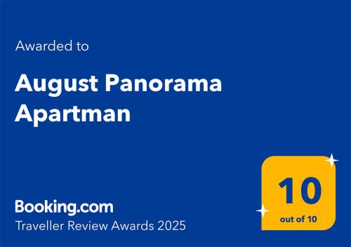 a yellow square with the words august panamancaarmaarmaarmaarma trailer at August Panorama Apartman in Vác
