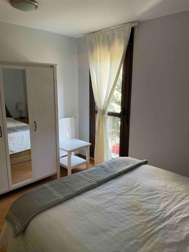 a bedroom with a large bed and a window at Apartamento Villanua centro in Villanúa