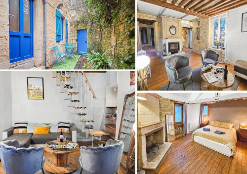 a collage of photos of a living room and a house at Ancienne dépendance du Duc de Normandie - Château in Caen
