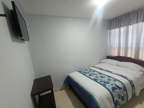 帕斯托Hotel Gamma Pasto的一间带床和平板电视的卧室