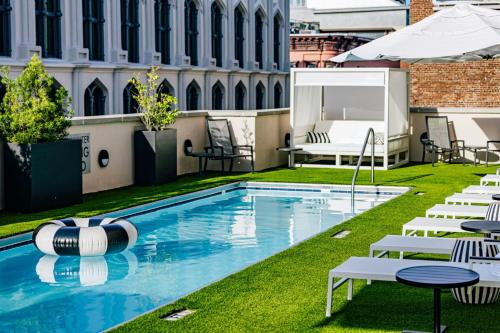 a swimming pool on the roof of a building at The Lindy Renaissance Charleston Hotel in Charleston