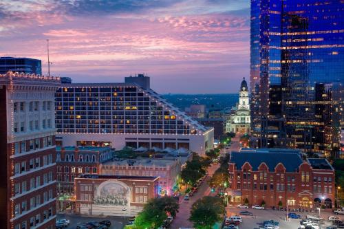 a view of a city skyline at night at The Worthington Renaissance Fort Worth Hotel in Fort Worth
