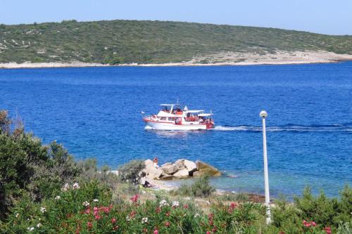 a boat in the middle of a large body of water at Apartment Ennio in Povlja