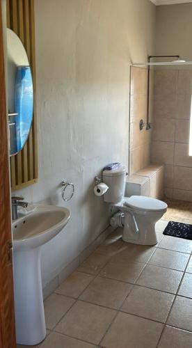 a bathroom with a toilet and a sink at Gelwal self catering house in Thornhill