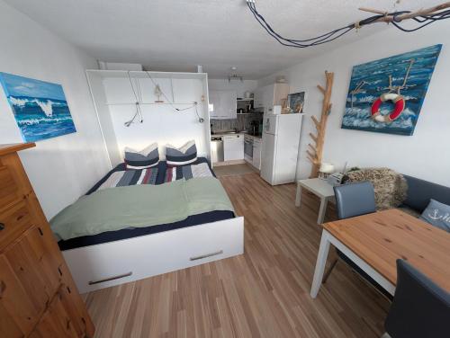 Postel nebo postele na pokoji v ubytování Allgäu Ankerplatz mit Sauna und Pool