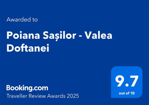 a blue rectangle with the words polania saatter valeota dothan at Poiana Sașilor - Valea Doftanei in Trăisteni