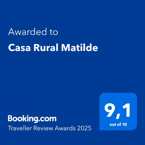 Certifikát, hodnocení, plakát nebo jiný dokument vystavený v ubytování Casa Rural Matilde