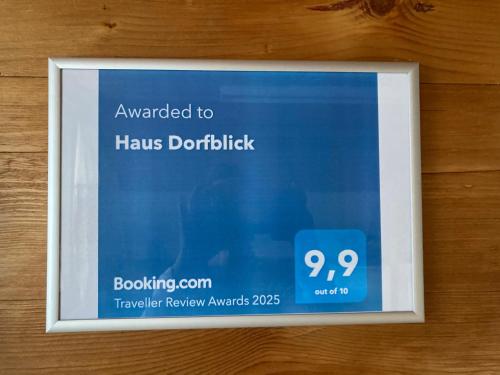 Certifikát, hodnocení, plakát nebo jiný dokument vystavený v ubytování Haus Dorfblick
