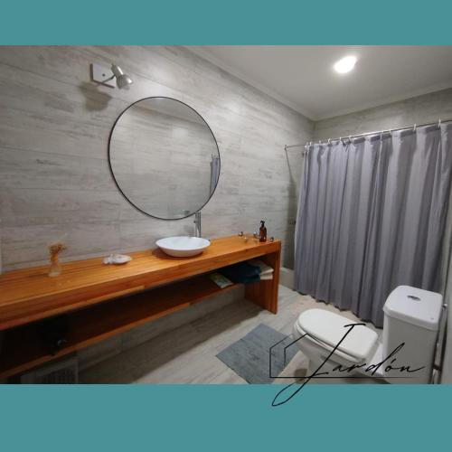 a bathroom with a sink and a mirror at Casa en Costa Del Este in Costa del Este