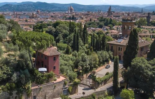a view of the city from the castle at Private Jacuzzi - Villa Bellosguardo in Florence Historic Center in Florence