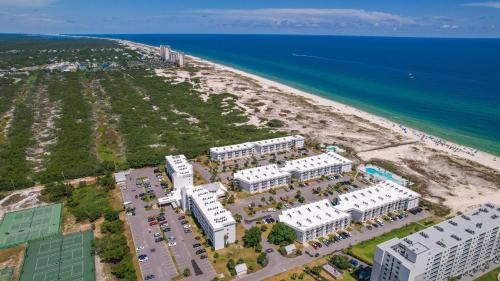 an aerial view of a resort on a beach at Plantation East #2212 in Gulf Shores