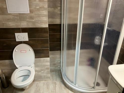 Koupelna v ubytování Apartmán Nelinka u Klínovce