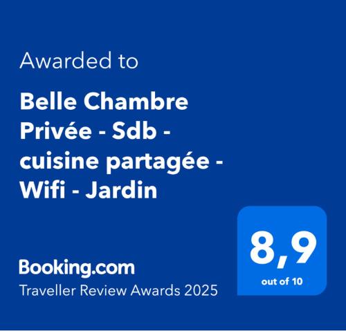 a screenshot of a cell phone with the text awarded to bellampire price sale cuisine at Belle Chambre Privée - Salle de bain - Jardin - Wifi - Cuisine partagée - in Wissembourg