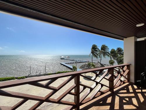 a balcony with a view of the ocean at Captain Morgan's Retreat in San Pedro