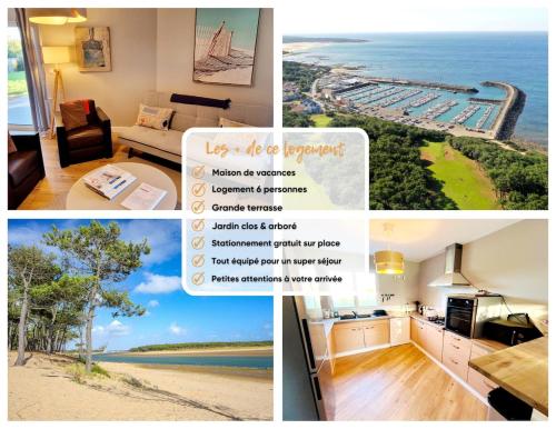 un collage de photos d'une maison avec l'océan dans l'établissement 