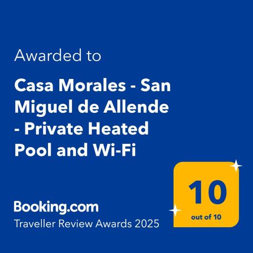 Certifikát, hodnocení, plakát nebo jiný dokument vystavený v ubytování Casa Morales - San Miguel de Allende - Private Heated Pool and Wi-Fi