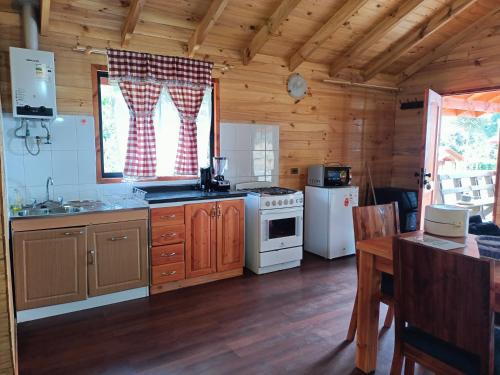 Η κουζίνα ή μικρή κουζίνα στο Cabaña caburgua un ambiente