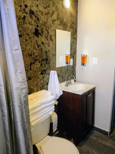 a bathroom with a toilet and a sink at Villas ARVEM 1 in La Sabana