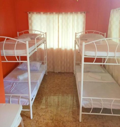 two bunk beds in a room with a window at RedDoorz @ Garcia Hernandez Bohol in Garcia Hernandez