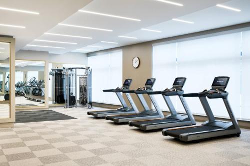 a row of treadmills in a fitness room at AC Hotel Portland Downtown-Waterfront, ME in Portland
