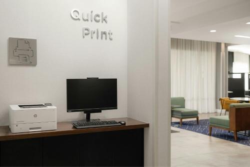 a computer sitting on a desk in an office at Courtyard by Marriott Boone in Boone