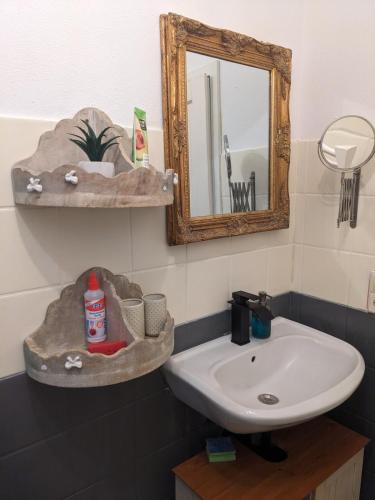 a bathroom with a sink and a mirror at Eine gute Zeit in Sigmaringen